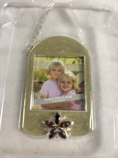 Hallmark Photo Frame Ornament On Chain~2004~Cloissone On Metal W/Rhinestones~New