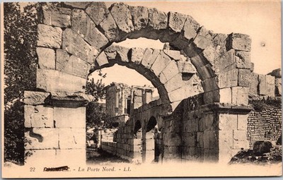 Vintage French Postcard La Porte Nord Ruins 22 LL Unposted Sepia Architecture