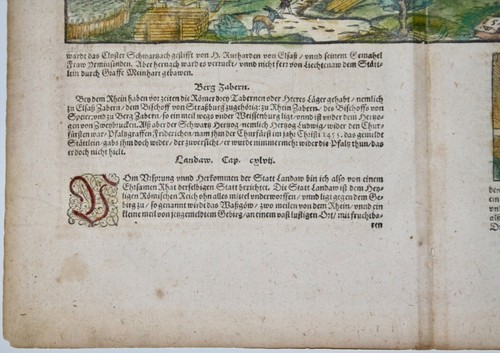 Sebastian Munster 1547 Die Stadt Landau with wine press Original 16th C print - Picture 5 of 8