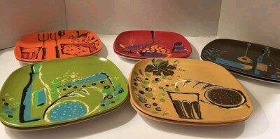 10 Fiskars Finland Melamine Retro RARE Cocktail Plates 1960's