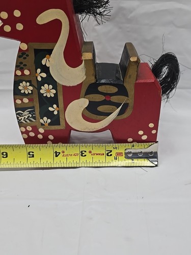 Vintage Hachinohe Yawata-Uma Red Horse Hand-painted Wooden Japanese Folk Art - Picture 21 of 22