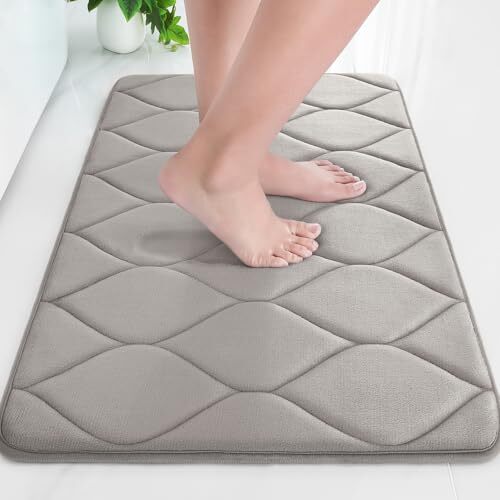 Alfombras de baño de espuma viscoelástica, alfombra de baño ultra suave y antideslizante, 24""x16"" gris - Imagen 1 de 6
