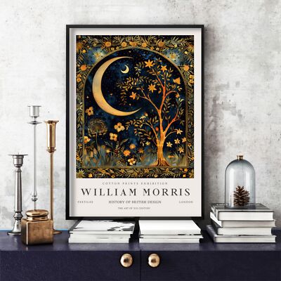 William Morris Druck, William Morris Ausstellung Poster Mond, Sterne (445c)