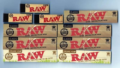 5 Raw Classic + 2 Raw Organic King Size Books + 3 Raw Regular Tips Smoking Set 