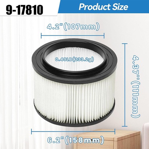 Replacement Filter 9-17810 For Craftsman Shop Vac 3 to 4 Gallon Wet/Dry Vacs - Picture 2 of 9