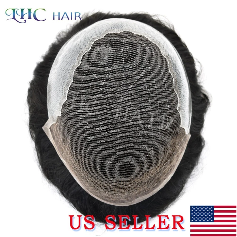 Sistema de cabello frontal de encaje para hombres cabello humano toupee pelucas de peluca de pelo natural Foto 4 de 4