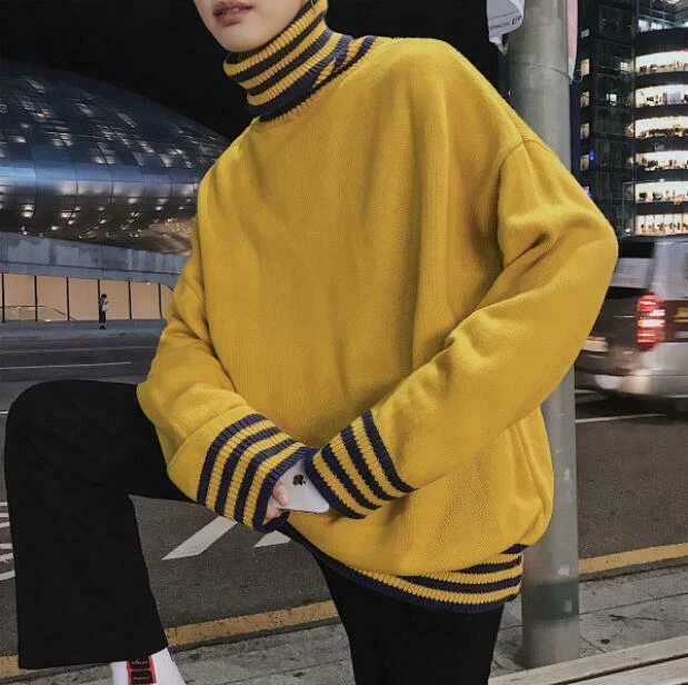 Yellow striped clearance turtleneck mens