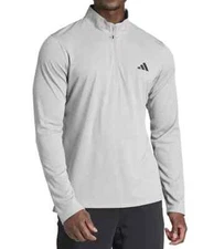 adidas Men Grey Train Essentials Quarter-Zip Pullover Top (IT5441) Size M/L NWT
