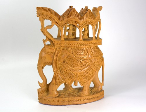 Collectible Ambavari Elephant Kadam wood carved sculpture Trunk Up Krishna - Picture 3 of 8