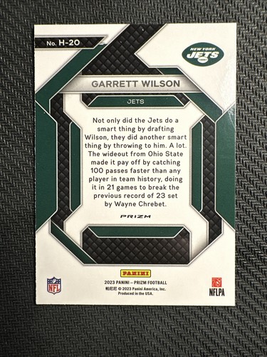 2023 Panini Prizm Football - Garrett Wilson - Green Ice Emergent - #H-20 - Jets - Picture 2 of 2