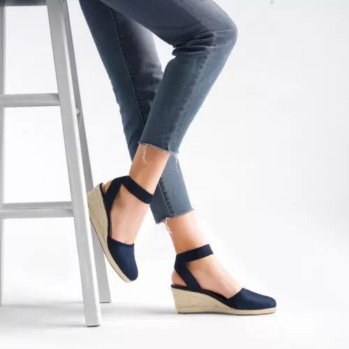 Damenschuhe Espadrilles Keilabsatz elastische Knöchelriemen eng anliegend elegante Schuhe - Bild 22 von 38