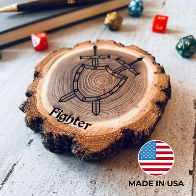 Dungeons and Dragons Real Wood Fighter DnD Coaster | DnD Accessories
