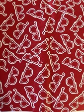 A VIP Screen Print By Cranston Print Works White Glasses /Red Fabric By The Yard
