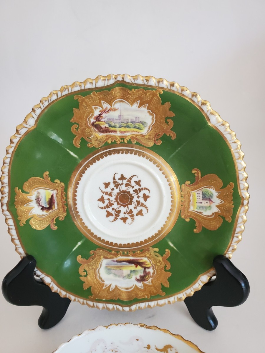 英国COALPORT　C&S Antique English Coalport 1800s Green Cup & Saucer Pattern 982 | eBay