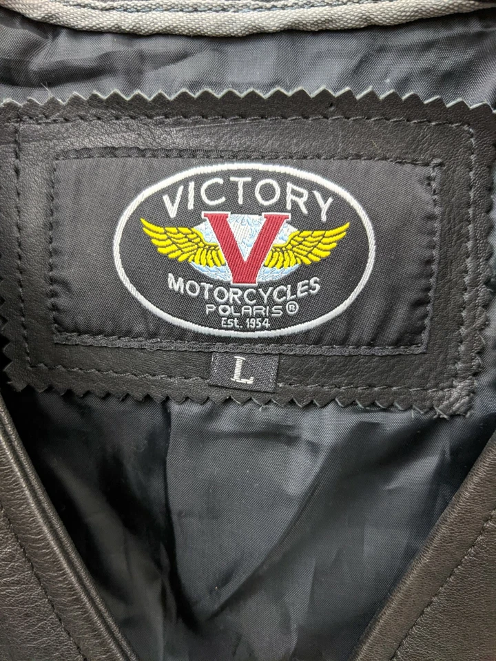 VICTORY MOTORCYCLE POLARIS WOMEN'S BASIC VEST LEATHER BLACK SIZE LARGE - Image 2 of 4