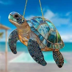Colorful Stained Glass Turtle Suncatcher Hanging Decor Patio Ornament Gift Idea