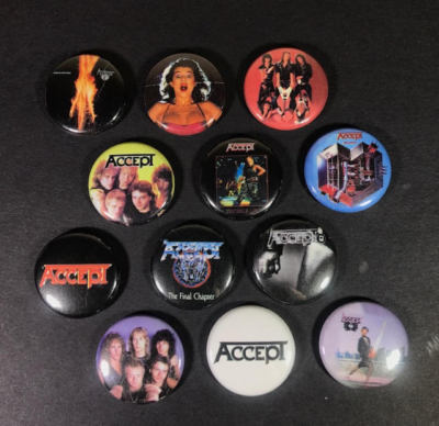 Accept 1'' PIN BUTTON lot Heavy Metal Udo Balls To The Wall Rock German Thrash