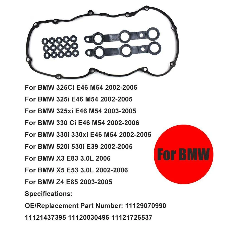 Juego de juntas y sellos de cubierta de válvula para BMW 2002-2006 E46 E60 525i 530i 330Ci X5 X3 EE. UU. Foto 4 de 4