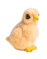 Vintage Flocked Ceramic Yellow Baby Chick Figurine, Realistic, Made In Japan