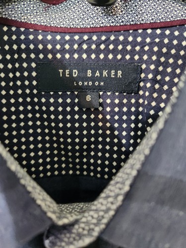 Ted Baker London Mens Shirt navy/black plaid design, detail on sleeve Cuff - Picture 2 of 7