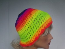 NEW BRIGHT COLOR MULTI BEANIE CAP HAT HAND CROCHET BERET SKULL CAP CLOCHE TAM
