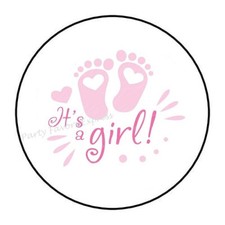 IT'S A GIRL BABY SHOWER ENVELOPE SEALS LABELS STICKERS FAVORS