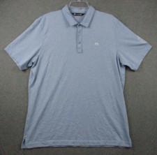 Travis Mathew Polo Shirt Mens XL Blue Stripe Performance Stretch Short Sleeve