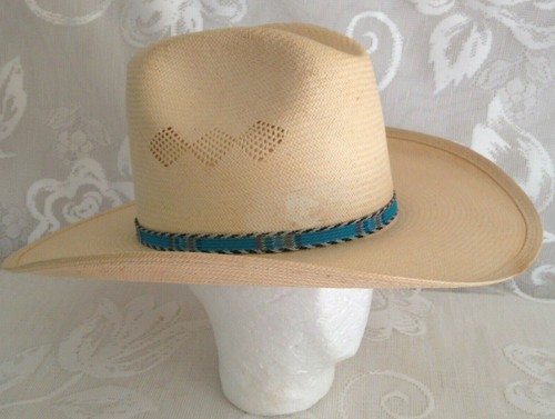 CHARLIE 1 HORSE Straw Western Hat Natural Genuine Shantung 7/56 USA Made /Tassel - Picture 7 of 12