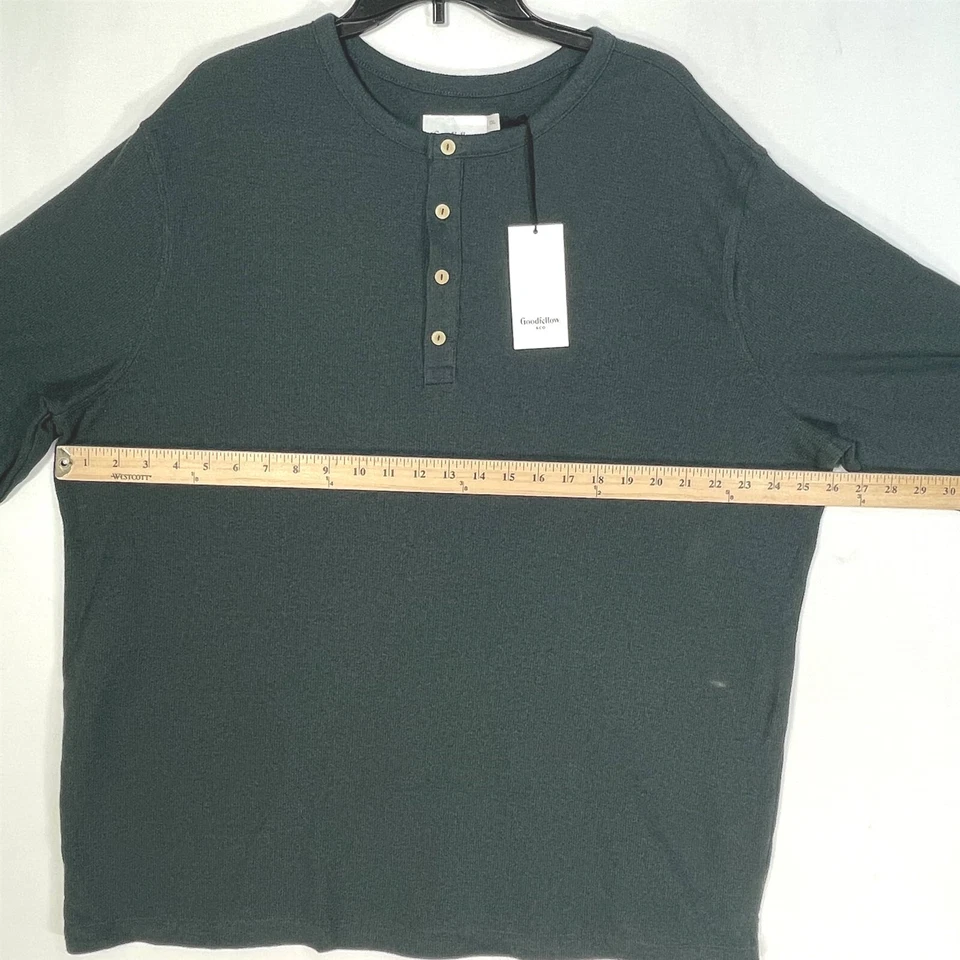 Camisa Henley Tejida Goodfellow Para Hombres XXL Manga Larga Elastizada Verde Oscuro Foto 4 de 4