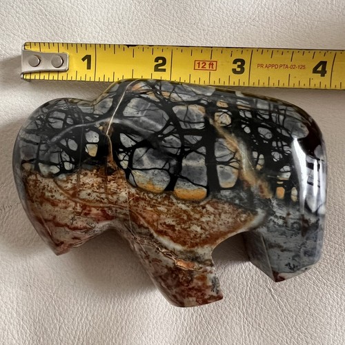 Polished Stone Buffalo Bison Figurine Marble Sculpture / Paperweight - Picture 8 of 10