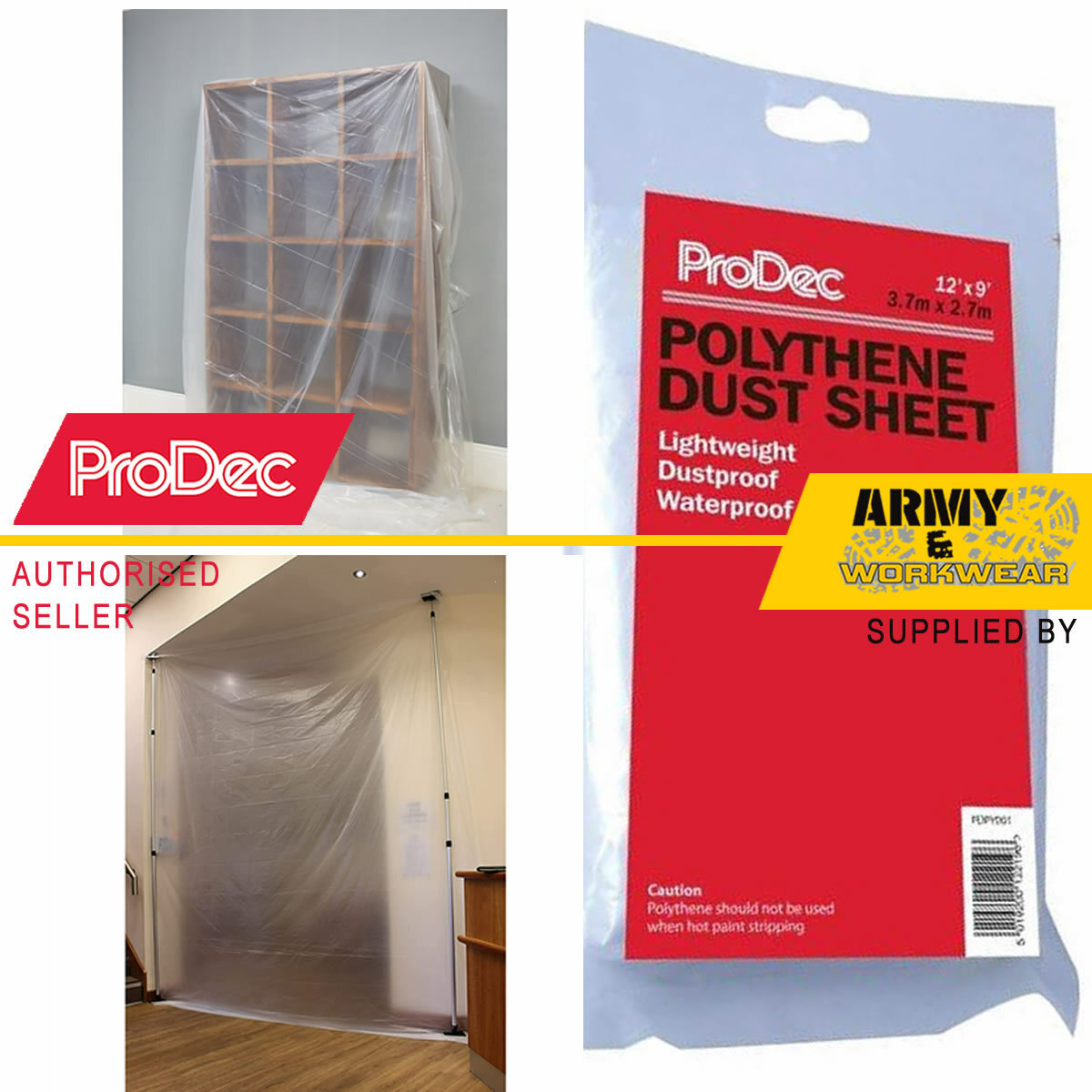 Prodec 12ft x 9ft Polietilene Polvere Foglio 3.6m X 2.7m Decorativi Cover Mobili