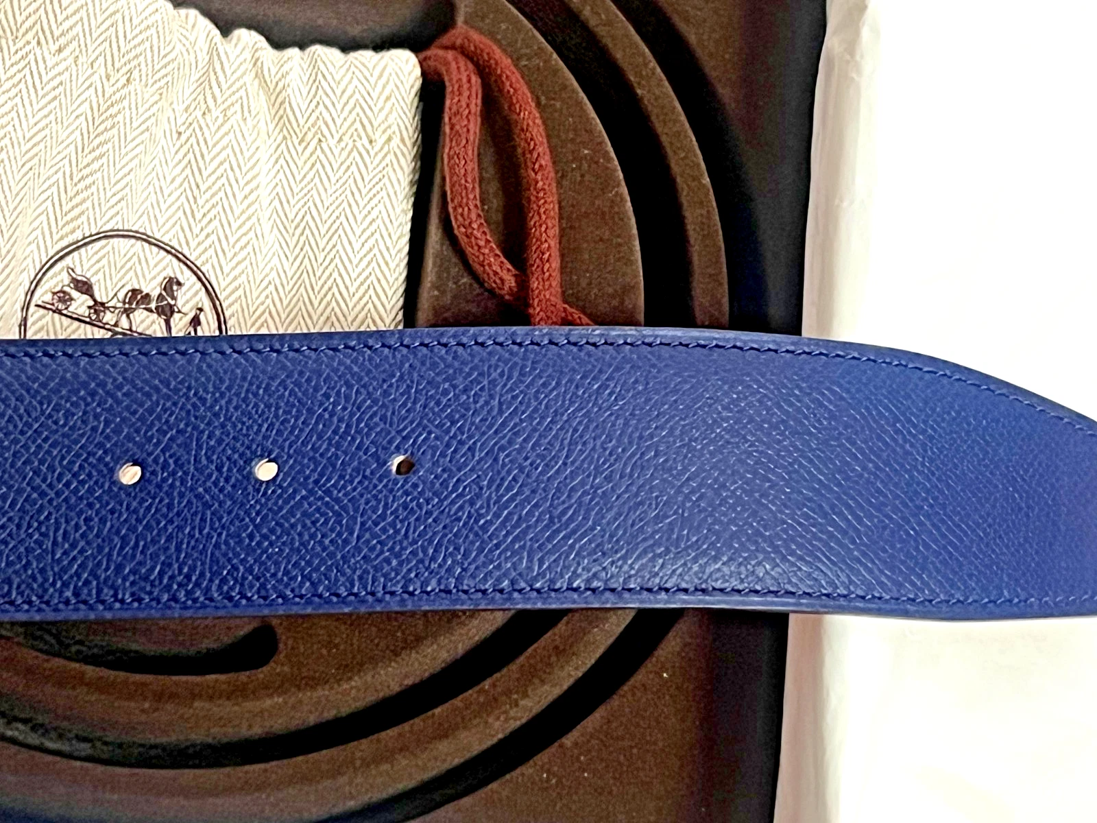 HERMÈS Hermes Cintura Uomo 95 H Oro Constance Epsom Reversibile Eletto Blu Marrone 42 mm