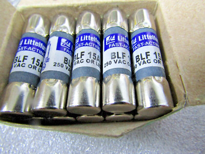  10) NEW LITTELFUSE BLF 15A FAST ACTING FUSE 15 AMP 250 VAC BOX OF 10