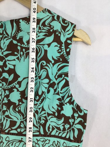 Abito Chadwicks donna 14P turchese acqua marrone cottage core senza maniche boho - Foto 15 di 15