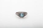 Estate ORANGE BLOSSOM 1.50ct Natural Aquamarine Sterling Silver Mens Band Ring — photo 1