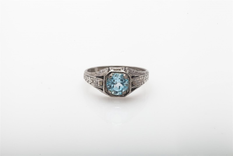 Estate ORANGE BLOSSOM 1.50ct Natural Aquamarine Sterling Silver Mens Band Ring