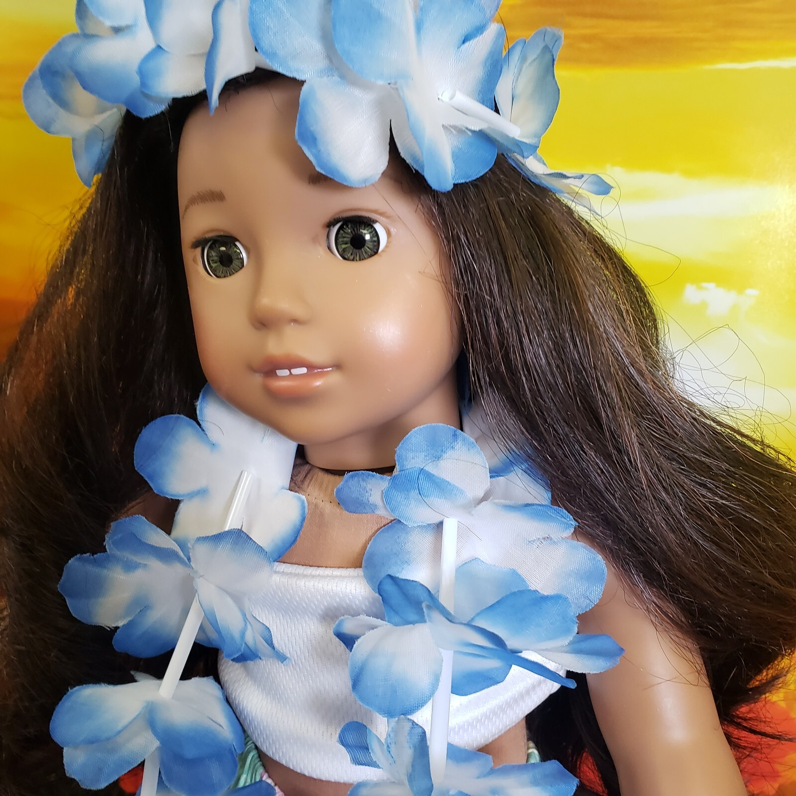 American Girl Doll Nanea Mitchell Hawaiian Darker Skin Green Eyes Floral Pants eBay