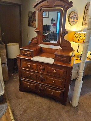 Eastlake Burl Walnut Marble Top dresser. | eBay Eastlake Burl Walnut Marble Top dresser. | eBay