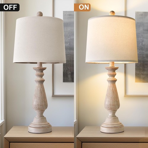 24.5" Mid Century Single Table Lamp for Living Room Farmhouse Linen Bedside Lamp - Picture 9 of 13