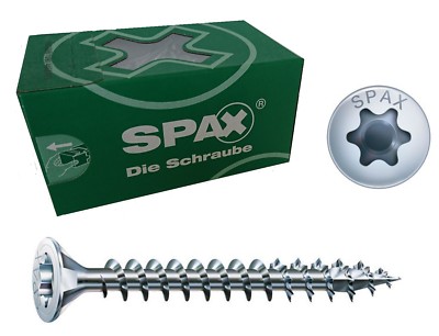Schraube Spax Senkkopf Spanplattenschraube Ø 4,0mm Vollgewinde silber verzinkt