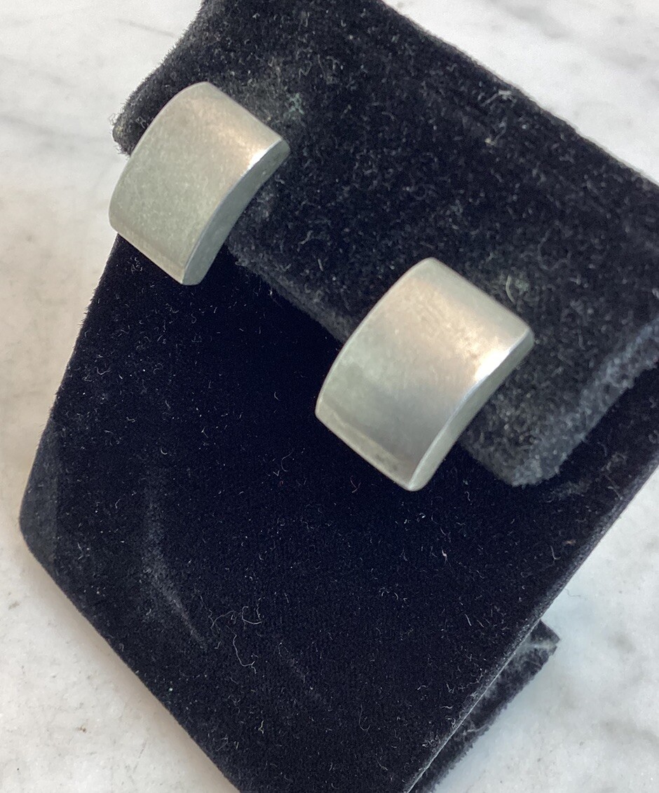 Vintage Sterling Silver Rectangular Matte Brushed… - image 11