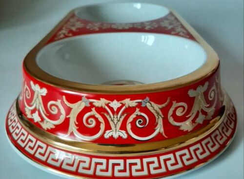 Versace Oro Medusa Perro Mascota Cuenco Rosenthal NUEVO - Imagen 3 de 7