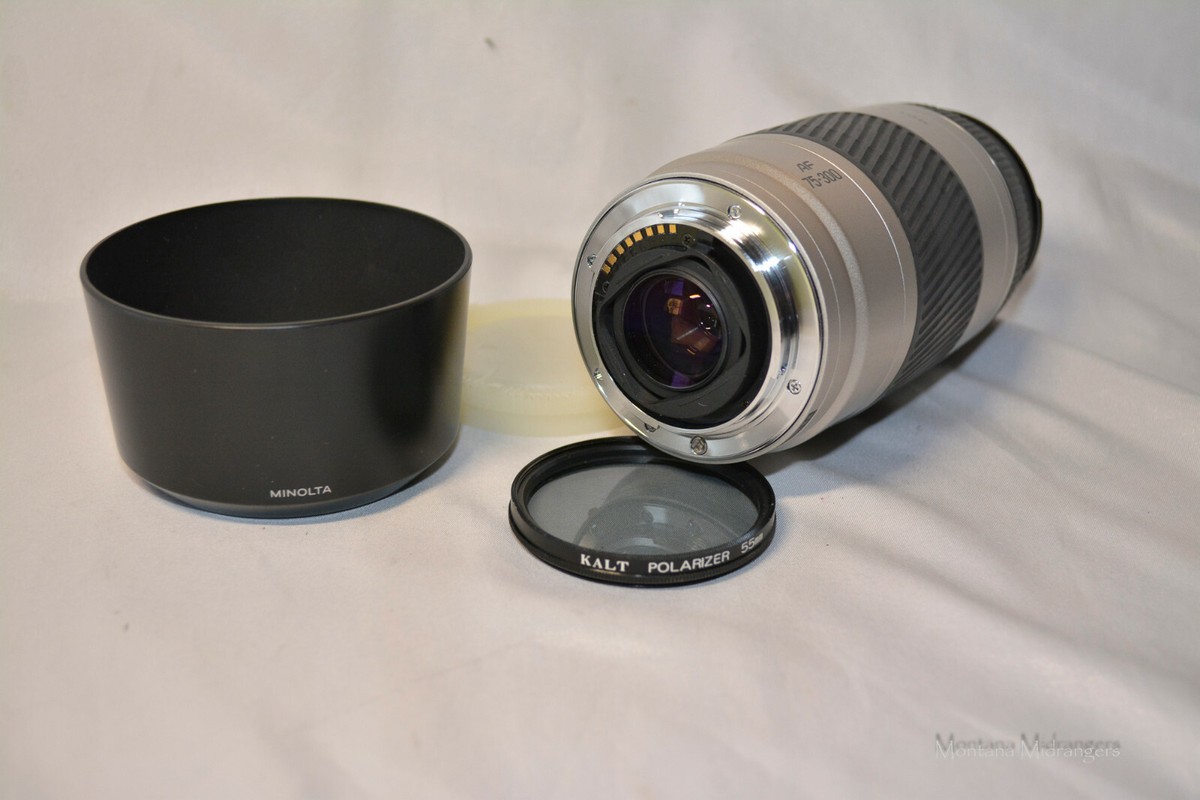 Minolta AF Zoom 75-300mm 1:4.5-5.6 Lens With Hood End Cap Kalt