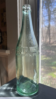 VTG Antique PLUTO WATER AMERICA S PHYSIC Emboss Glass Bottle French Lick IN 11''
