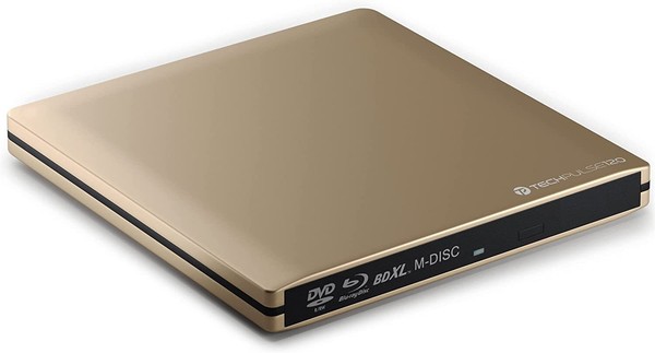 techpulse120 USB 3.1 Tipo-C Grabadora Blu-ray Externa Reproductor Unidad BD DVD Dorado