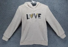Jumping Beans “Love” Fuzzy Ivory Hooded Sweatshirt – Girls Size 4T