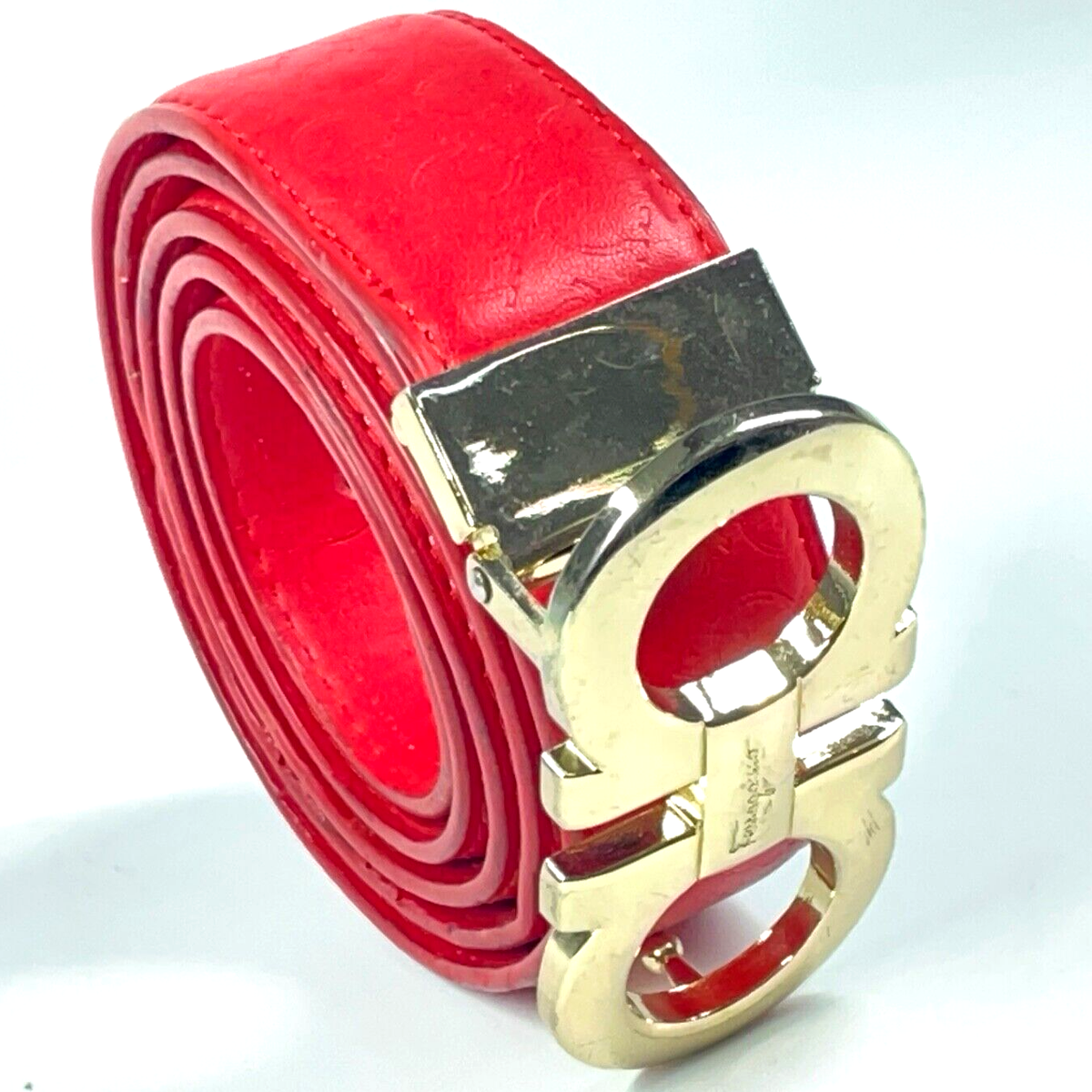 Men's Salvatore Ferragamo Red Big Gold Buckle Belt $395 Size