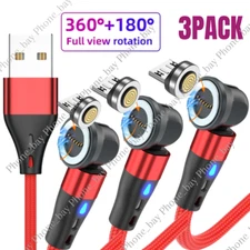 3 Pack Magnetic Micro USB Fast Charging Cable For Android Samsung Charger Cord