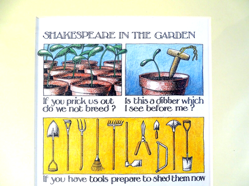 Simon Drew gardening Funny funny print wall art Shakespeare quotes framed gift - Picture 2 of 5