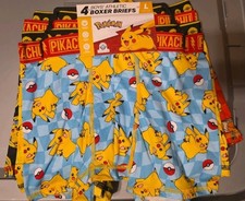 Pokemon Boys Athletic Boxer Briefs 4 pk Large 10-12 New